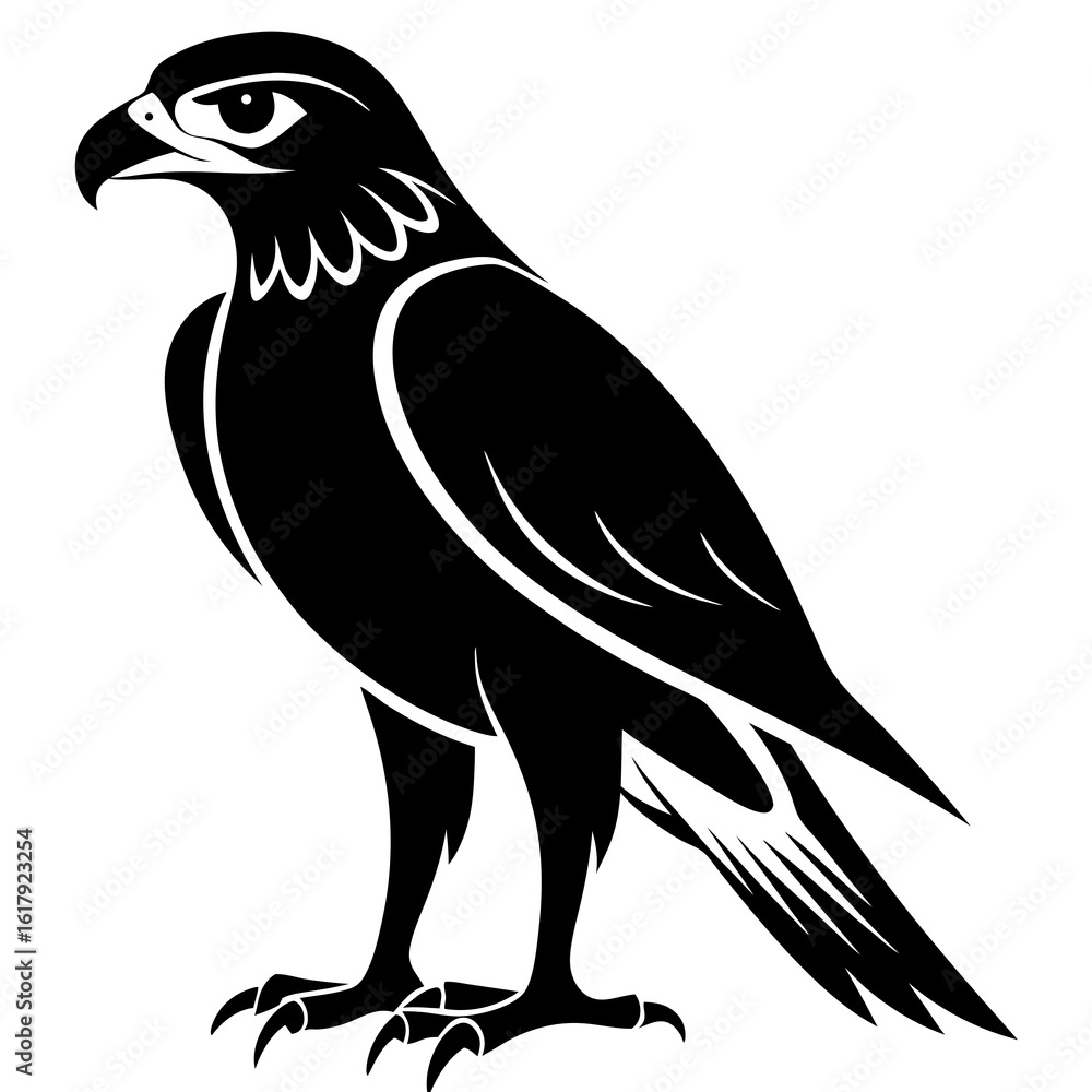 Fototapeta premium Black vector silhouette of an eagle in flight, perfect for wildlife illustrations