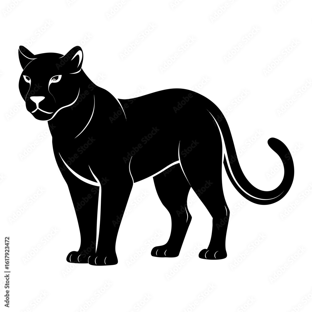 Obraz premium Black panther animal vector silhouette isolated on white background