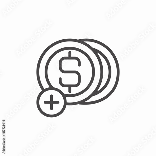 add dollar coins icon sign vector