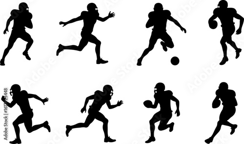 American Football Player Silhouettes in Action"