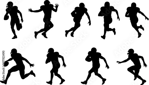 American Football Player Silhouettes in Action"