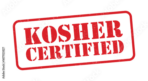 Kosher Certified Red Grunge Stamp Vector illustration for Food Packaging and Labelling