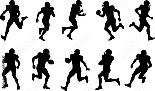 American Football Player Silhouettes in Action"
