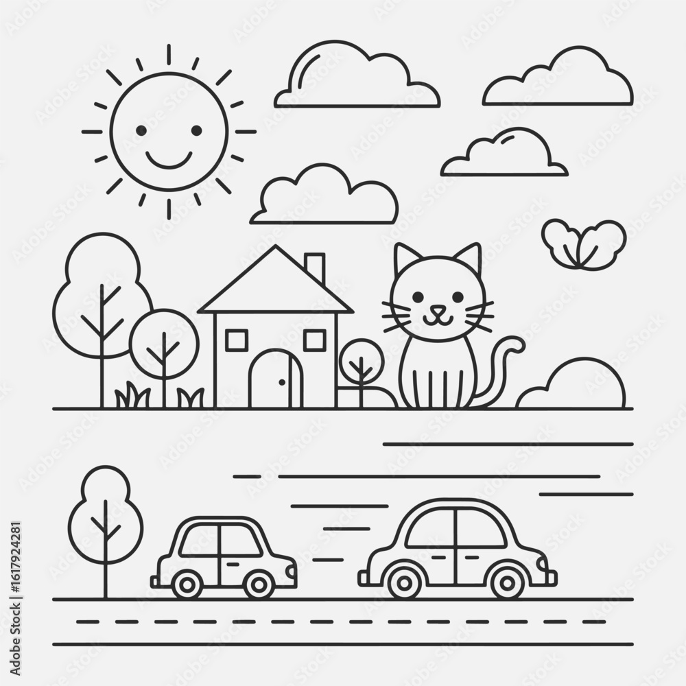 Fototapeta premium A simple coloring book page for kids