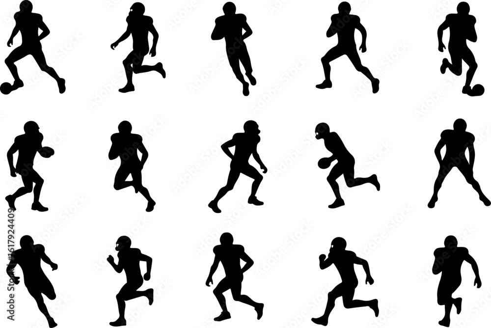 American Football Player Silhouettes in Action American Football Player Silhouettes in Action