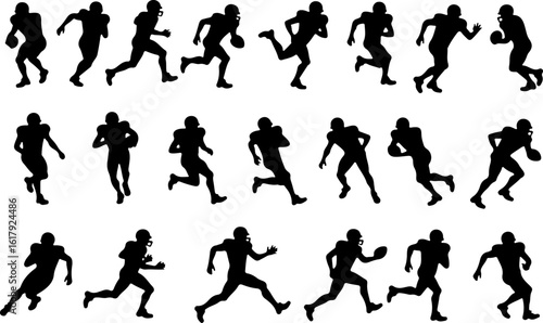 American Football Player Silhouettes in Action"