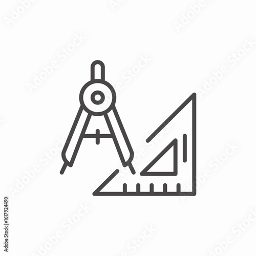 compass and ruler icon sign vector