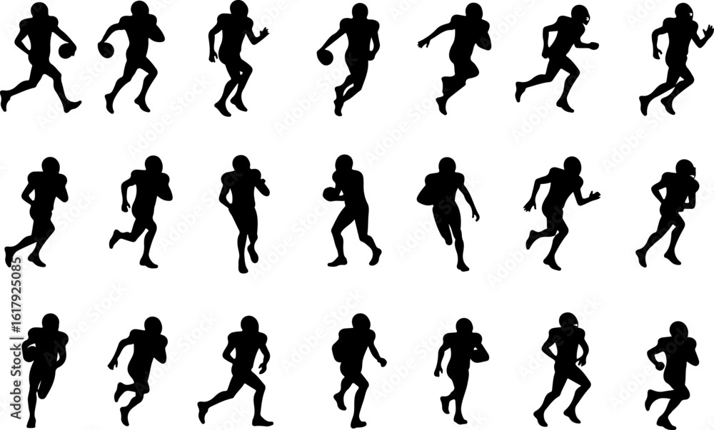 Naklejka premium American Football Player Silhouettes in Action