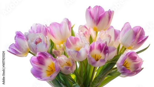 Wallpaper Mural Vibrant tulip bouquet on white background. AI generated Torontodigital.ca