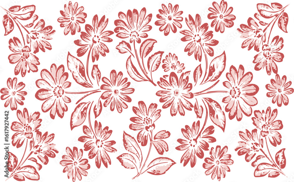 Obraz premium Red floral pattern design on white background