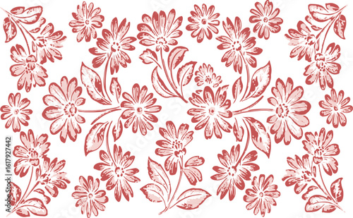 Red floral pattern design on white background