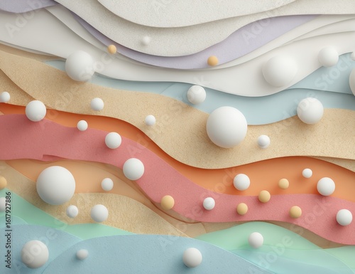Pastel layered design with spheres