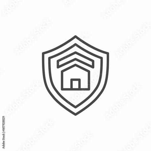 shield with house symbol icon sign vector