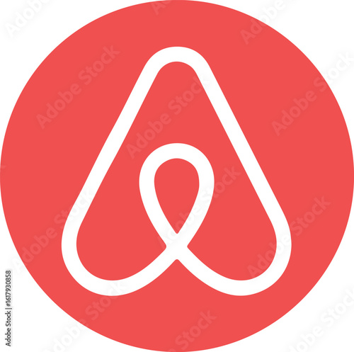 "Airbnb" text logo on red circular background