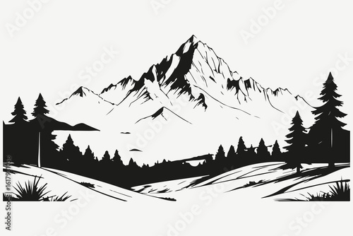 mountain landscape sketch illustration vector
