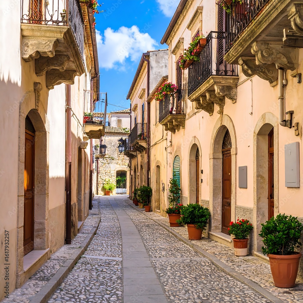 Fototapeta premium Picturesque Italian alleyway, sunny day
