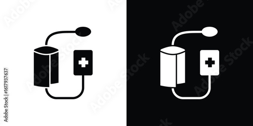 Sphygmomanometer icon set in black glyph style. silhouette collection vector illustration.