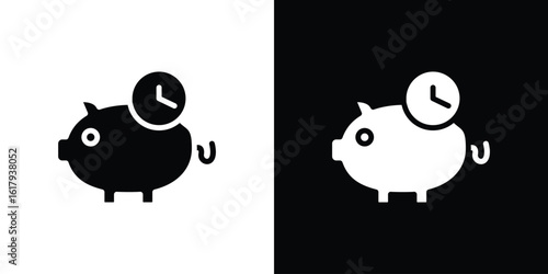 Save time icon set in black glyph style. silhouette collection vector illustration.