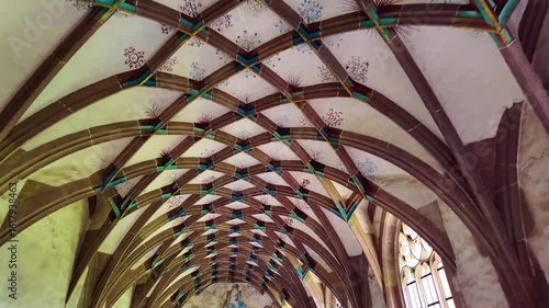 Inside view of the monestary in the small town Maulbronn in Germany on a cloudy  spring day