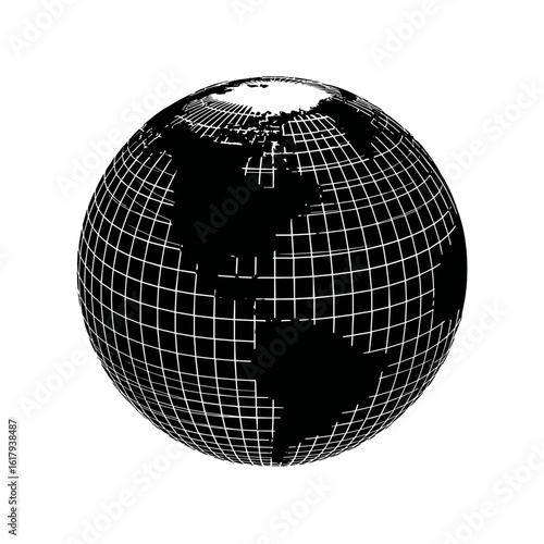 A globe illustration, showcasing a detailed map of the world.