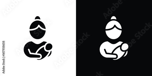 Postnatal care icon set in black glyph style. silhouette collection vector illustration.