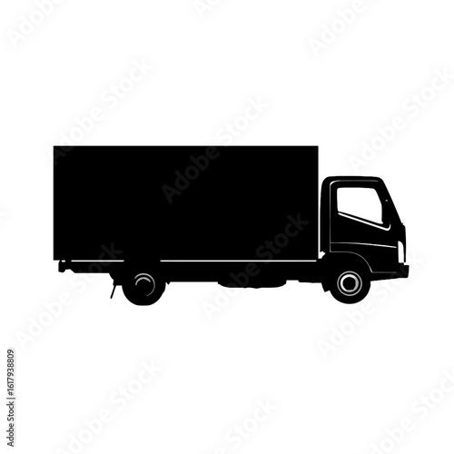 A minimalist silhouette of a delivery truck, perfect for representing logistics and transportation.