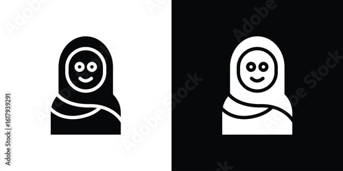 Muslim women icon set in black glyph style. silhouette collection vector illustration.