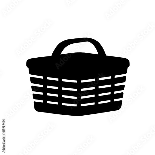 A simple, elegant silhouette of a picnic basket.
