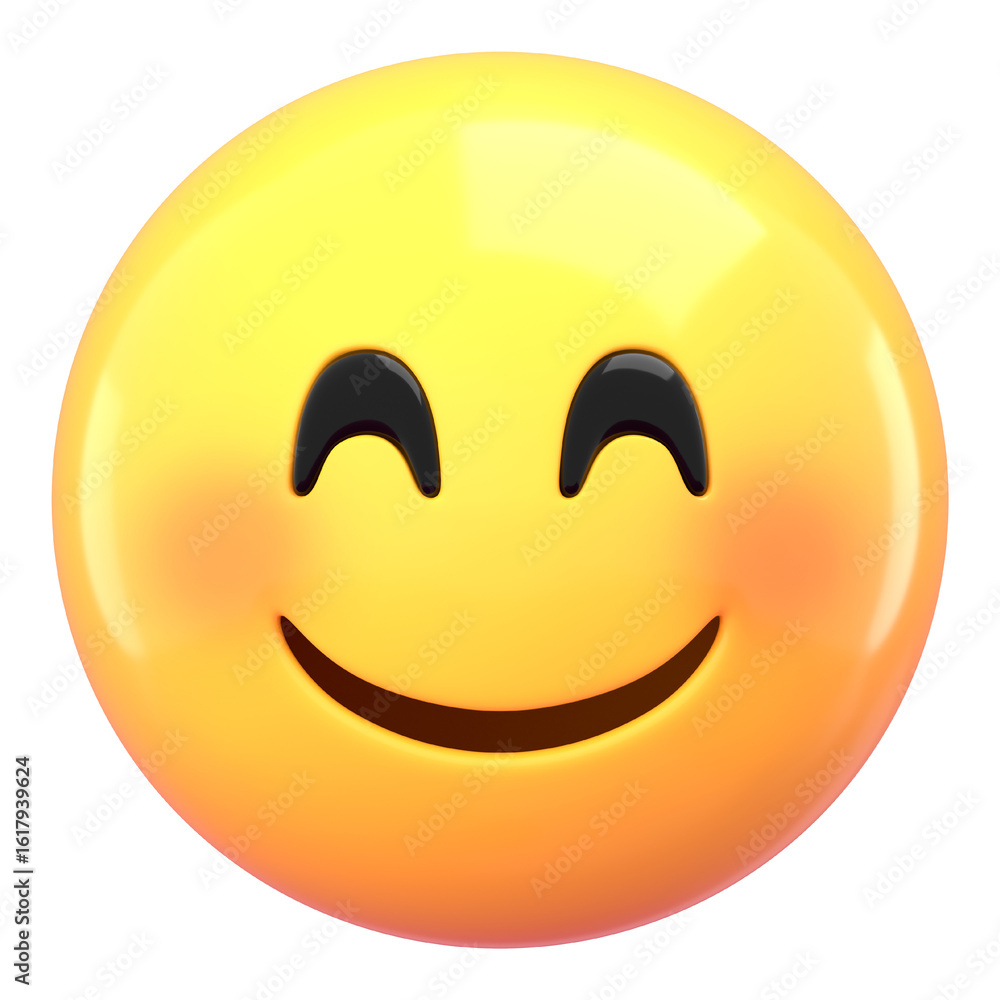 Blushing face 3D png emoticon sticker, transparent background Blushing face 3D png emoticon sticker, transparent background