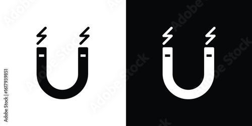 Magnet icon set in black glyph style. silhouette collection vector illustration.