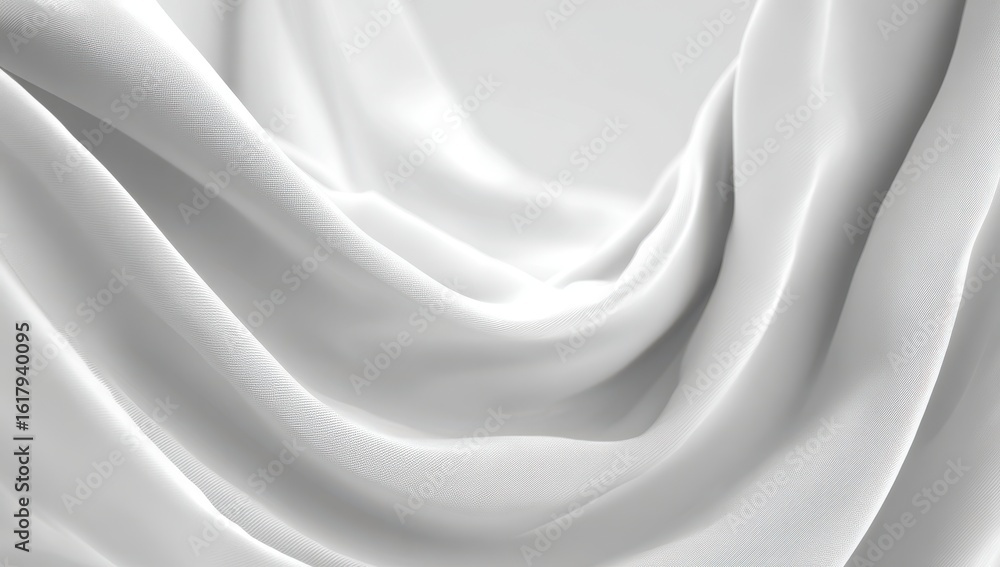 Obraz premium Smooth white fabric drapes in flowing folds (2)