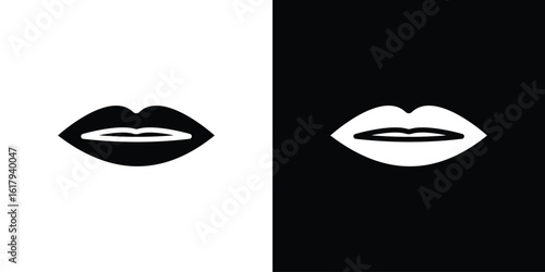 Lips icon set in black glyph style. silhouette collection vector illustration.