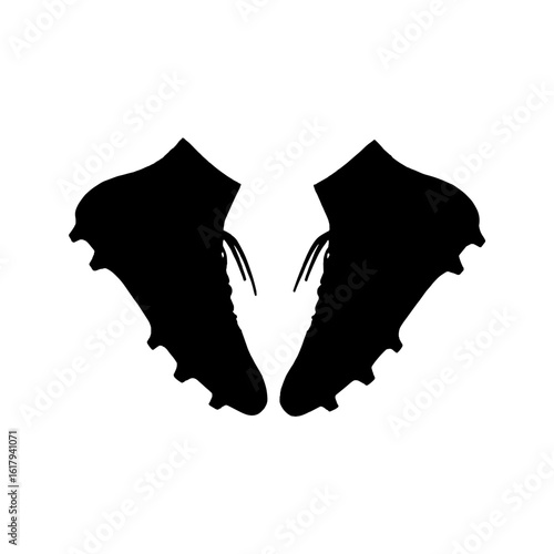 Silhouette of two soccer cleats isolated on a light background.