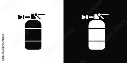 Fire extinguisher icon set in black glyph style. silhouette collection vector illustration.