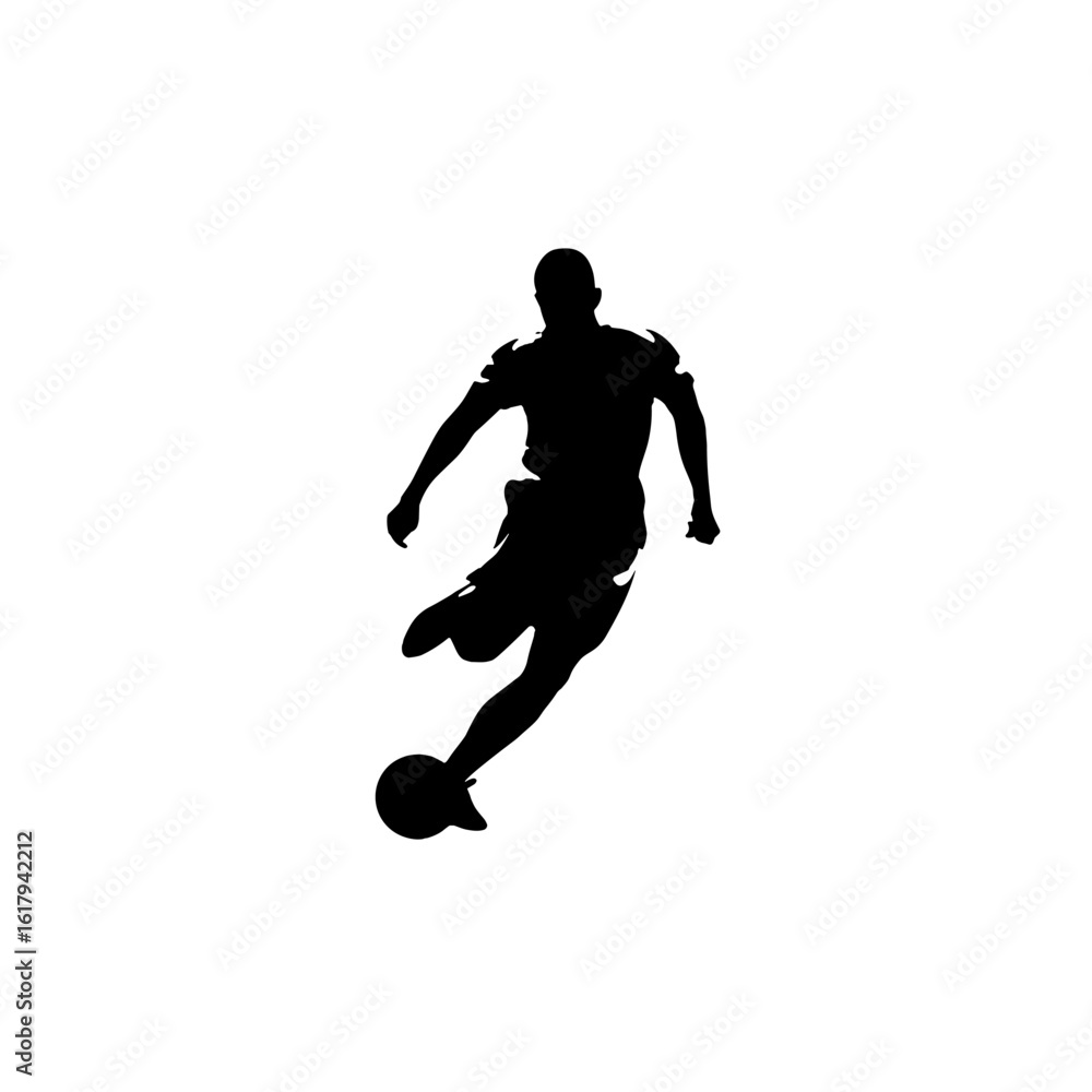 Fototapeta premium A dynamic silhouette of a soccer player controlling the ball.