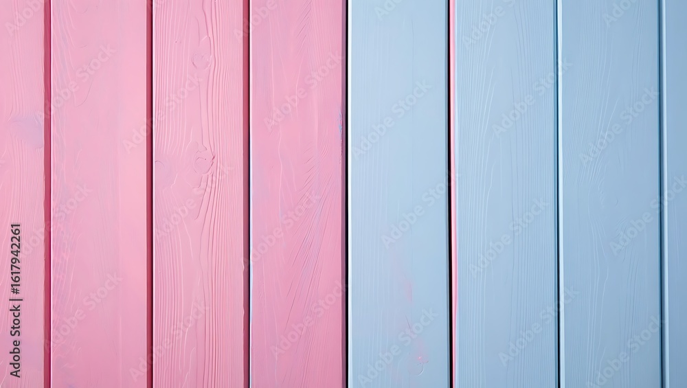 Obraz premium Pastel Colored Wooden Background with Pink and Blue Planks Ideal for Spring Summer or Baby Themed Designs Offering a Soft Aesthetic
