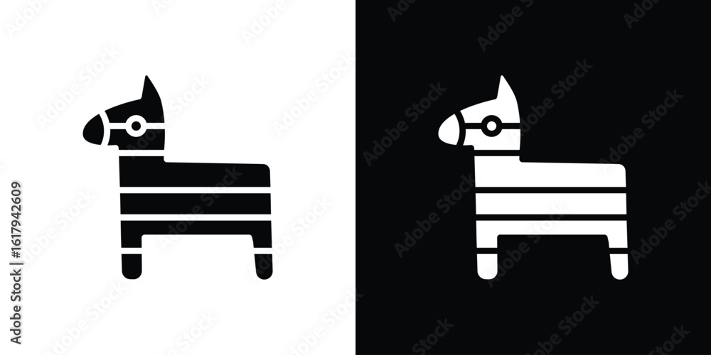 Obraz premium Donkey pinata icon set in black glyph style. silhouette collection vector illustration.