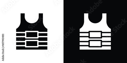 Bulletproof vest icon set in black glyph style. silhouette collection vector illustration.