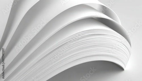 Close-up of curved, white paper sheets