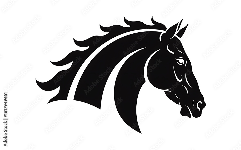 Fototapeta premium Black horse head isolated on white