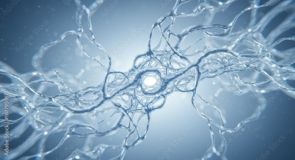 Naklejka premium Abstract blue liquid strands forming a complex network