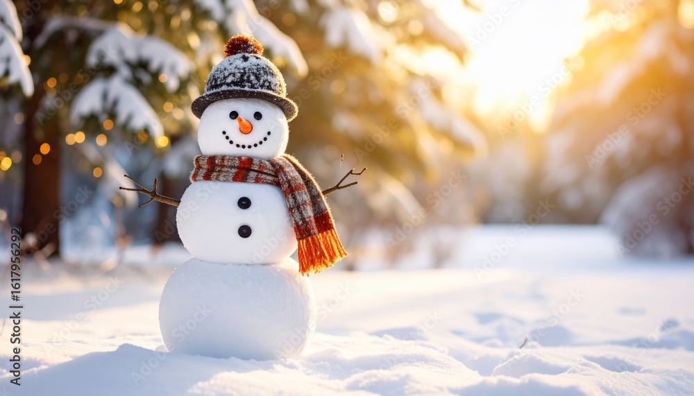 Obraz premium Charming Snowman in a Winter Wonderland
