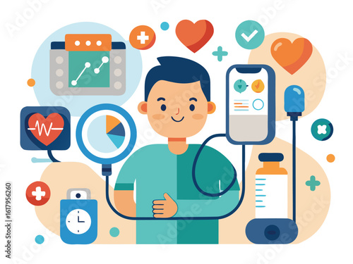 Medical Equipment and Heart Health Illustration