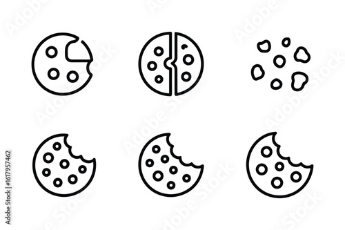 Round cookies with circular indentations and bite marks food dessert