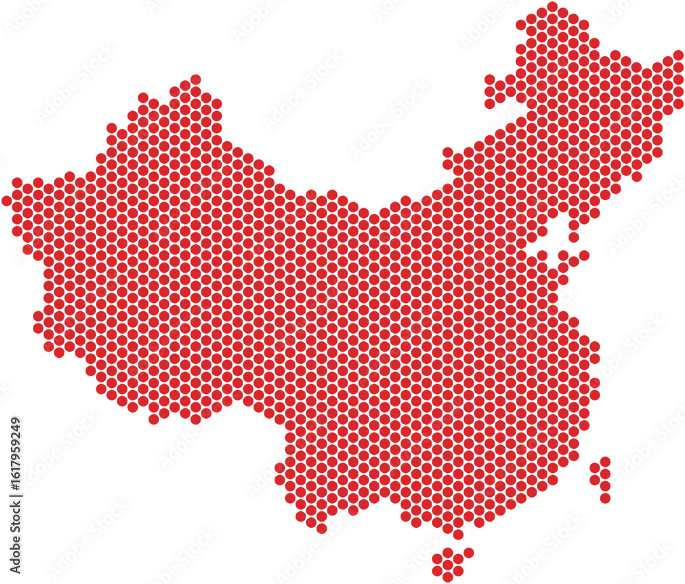Naklejka premium Digital Technology Concept - China Map Made of Connected Hexagons