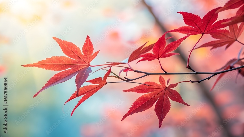 Vivid red leaves on a delicate branch, captured in soft sunlight with a dreamy blurred background.
Vivid red leaves on a delicate branch, captured in soft sunlight with a dreamy blurred background.