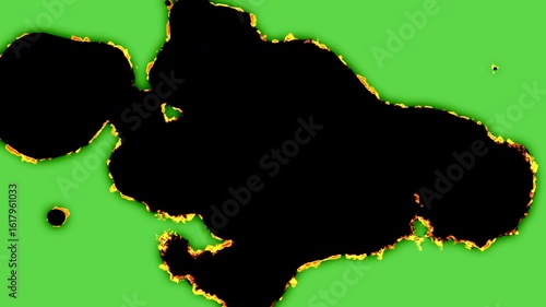 paper transition burning effect moving randomly on green screen.  4K resolution video