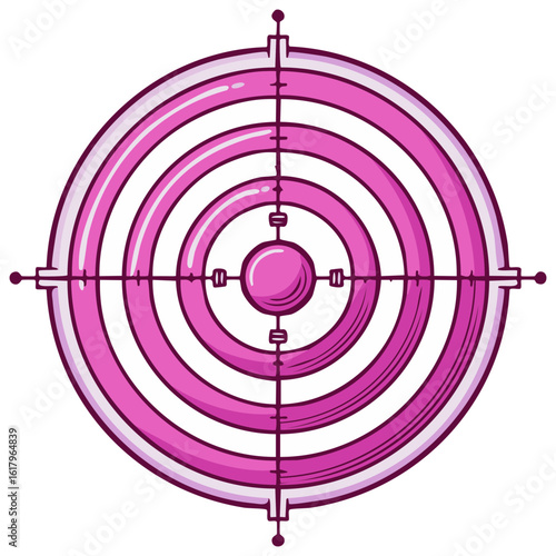 Pink bullseye target with aiming crosshairs graphic illustration