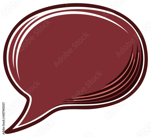 Abstract maroon speech bubble with white and dark red outlines graphic element
