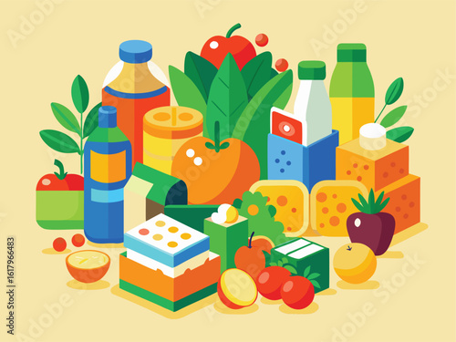 Food delivery with fresh ingredients and bags